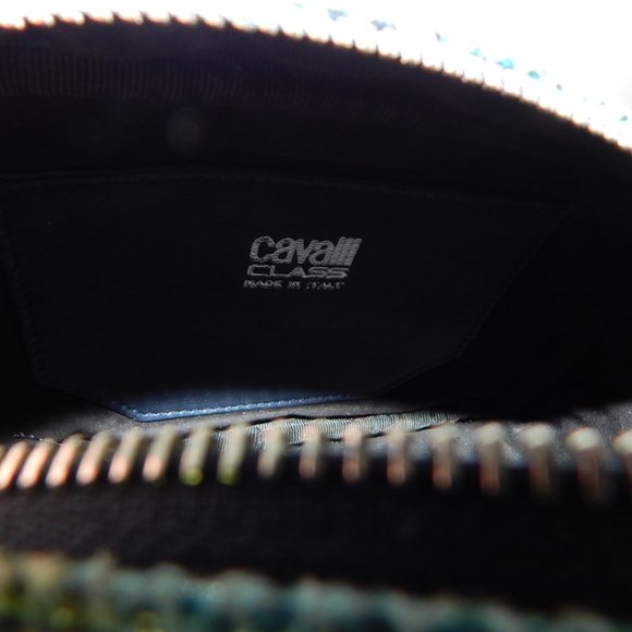 NWT CAVALLI CLASS Chain Link Python Print Top Dark Blue Small Cross-body Bag - Picture 13 of 13